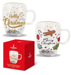 TAZZA VETRO DOUBLE WALL XMAS 350CC ASS.