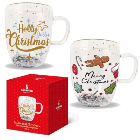 TAZZA VETRO DOUBLE WALL XMAS 350CC ASS.