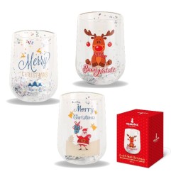 BICCHIERE VETRO DOUBLE WALL XMAS 30 0CC