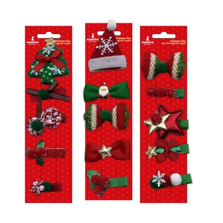 SET 5 FERMAGLI CAPELLI XMAS TIME AS S.