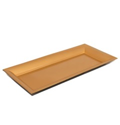 VASSOIO RETT. SMOOTH GOLD CM.36X17