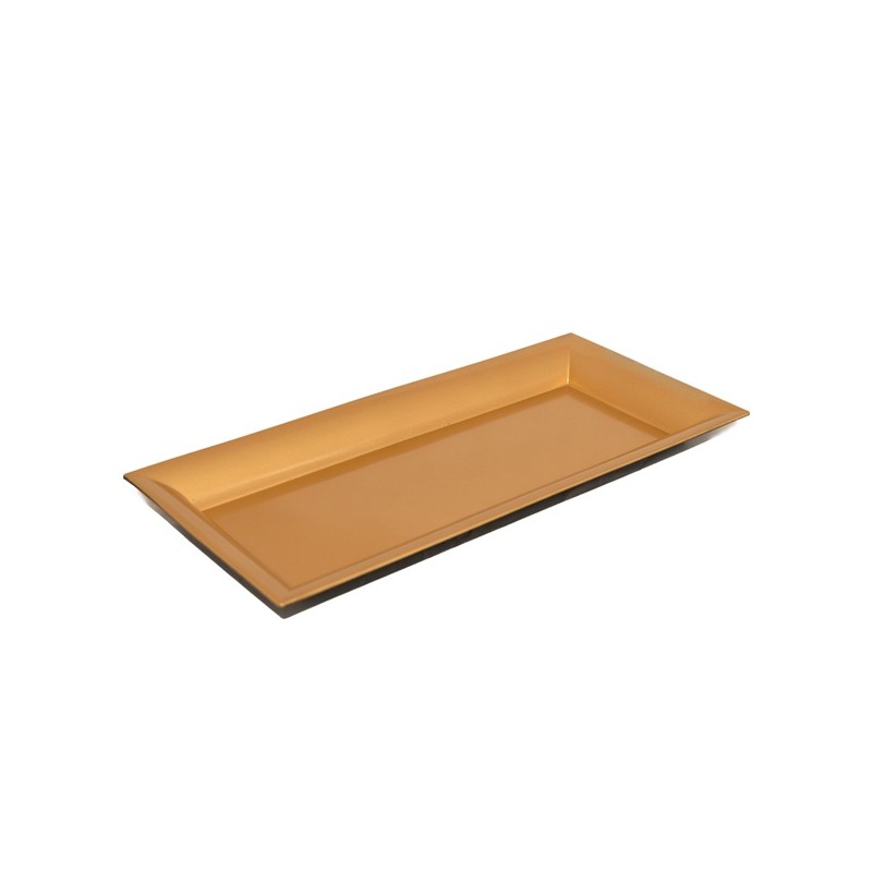 VASSOIO RETT. SMOOTH GOLD CM.36X17