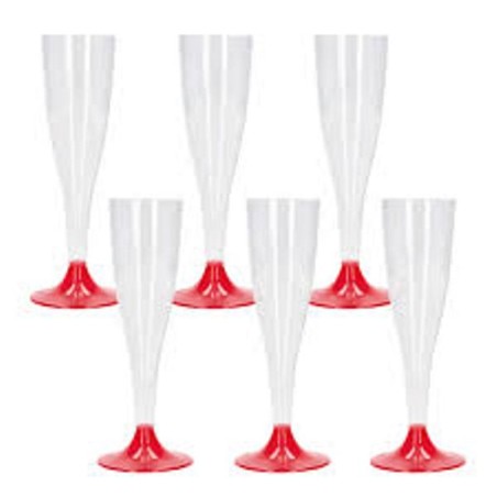 CALICE FLUTE TRASP.+ BASE ROSSO 6PZ