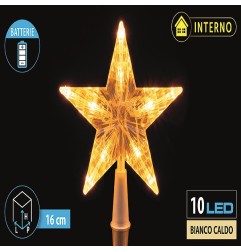 PUNTALE STELLA 10LED A BATT.BIANCO CALDO