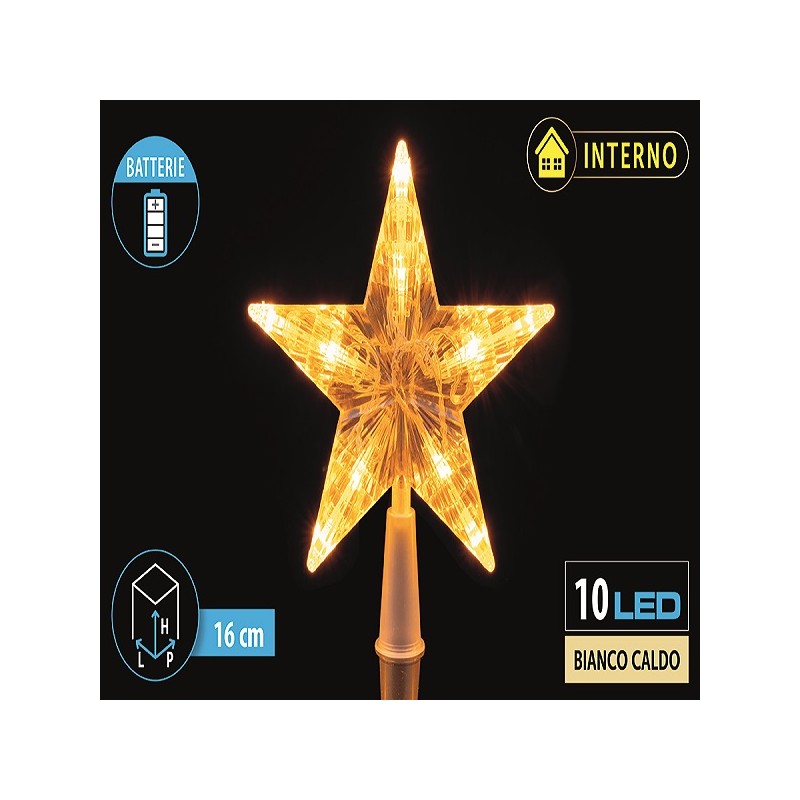 PUNTALE STELLA 10LED A BATT.BIANCO CALDO