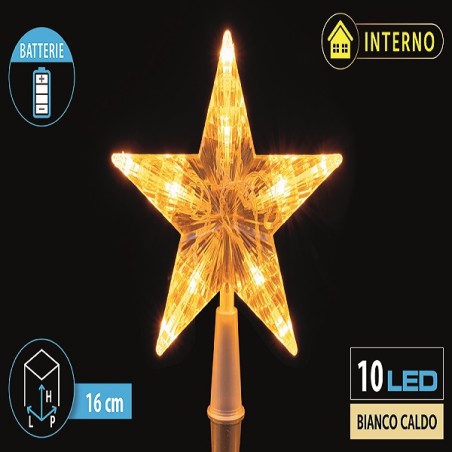 PUNTALE STELLA 10LED A BATT.BIANCO CALDO