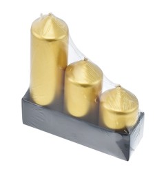 SET 3 PILLAR D.5X5/6.5/10CM ORO