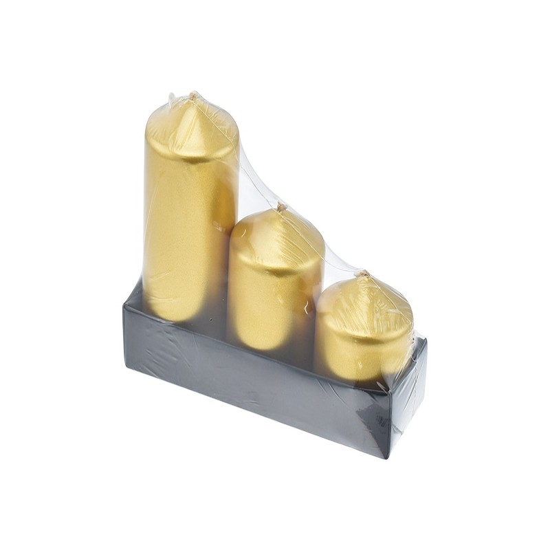 SET 3 PILLAR D.5X5/6.5/10CM ORO