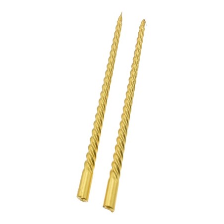 SET 2 CANDELE TORCIGLIONE 25CM ORO