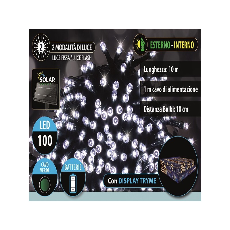 100LED SOLAR 10+2MT C/VERDE TRYME F+FL B