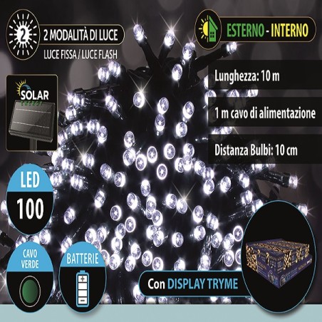 100LED SOLAR 10+2MT C/VERDE TRYME F+FL B