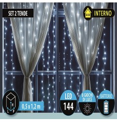 SET 2 TENDE 50X120CM 144LED BATT.BIANCA