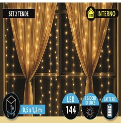 SET 2 TENDE 50X120CM 144LED BATTERIA CAL