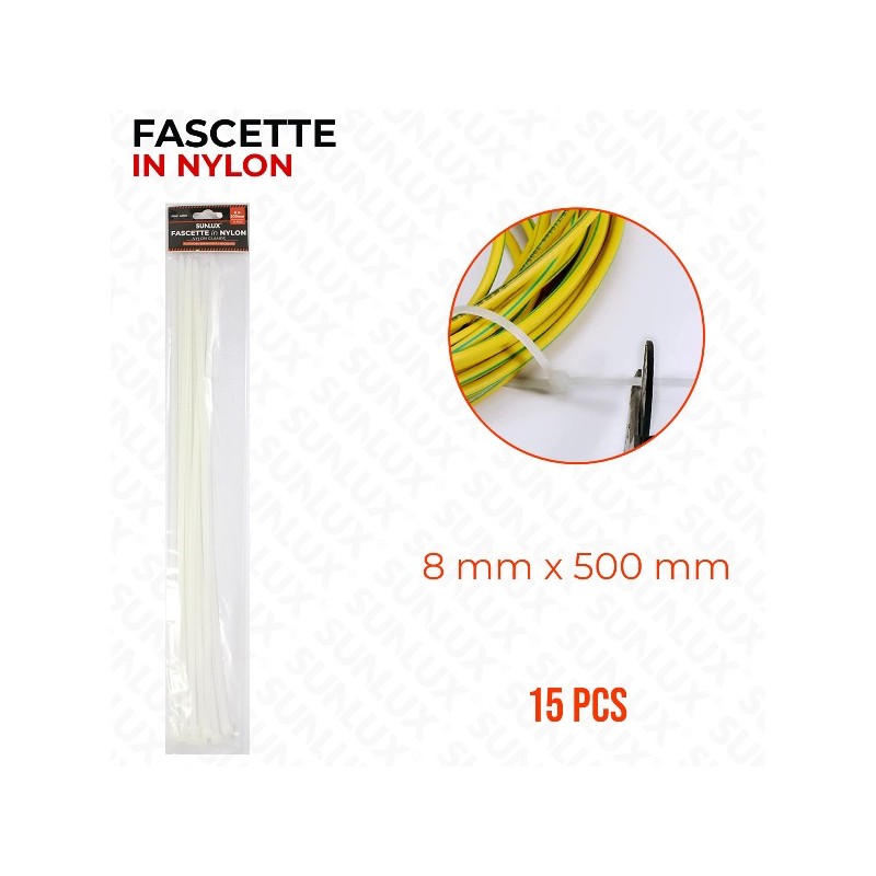 FASCETTA NYLON 8X500MM 15PSC BIANCA PZ D