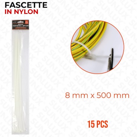 FASCETTA NYLON 8X500MM 15PSC BIANCA PZ D