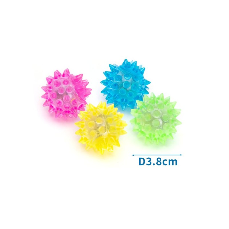 LED FLASHING SPIKY BALLS D3 8CM PINK BLU