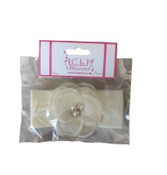 FASCIA BIANCA BABY CON FIORE E PERLE