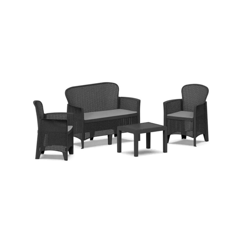 SALOTTO RESINA JUNGLE 4PZ ANTRACIT