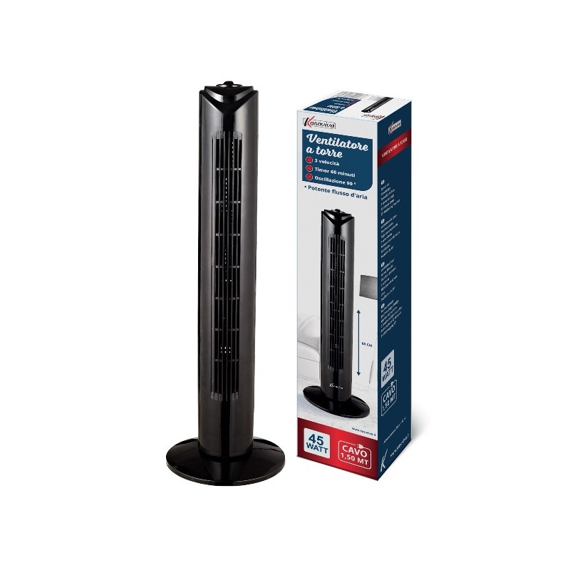 VENTILATORE A TORRE 45W CM.80 NERO