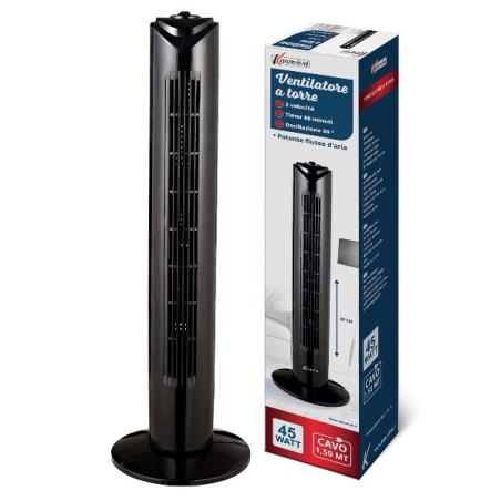 VENTILATORE A TORRE 45W CM.80 NERO