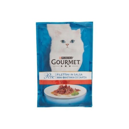 FILETTI GATTO GOURMET PERLE MANZO E BOVINO 85 GR