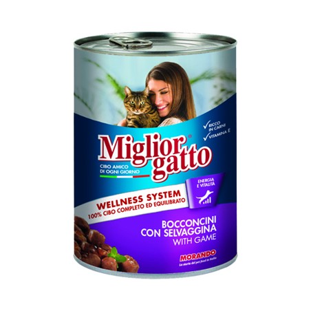 MIGLIOR GATTO BOCCONCINI SELVAGGINA LATTINA 405 GR