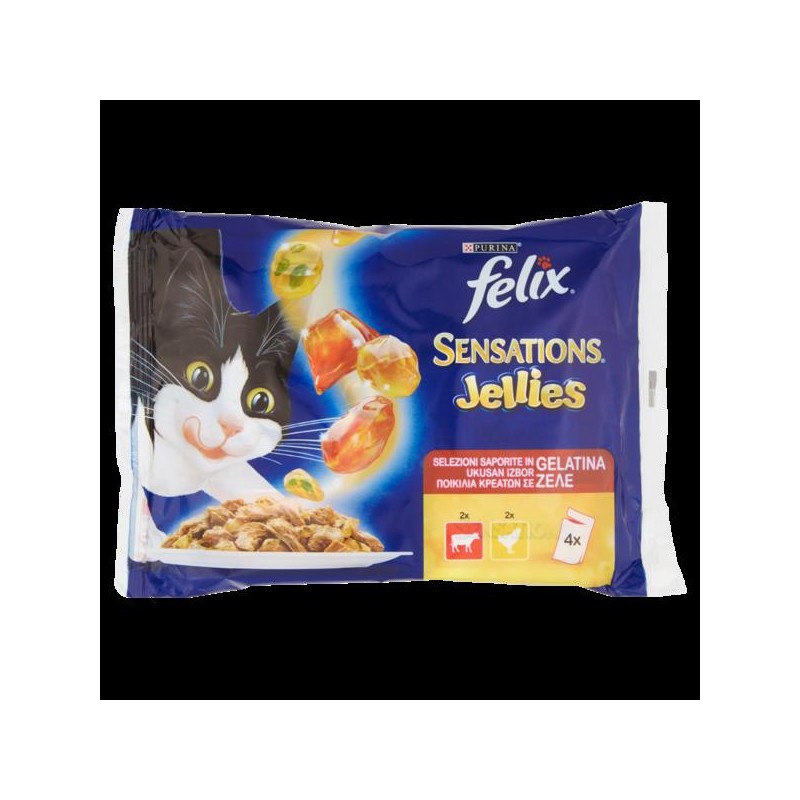 FELIX SENSATION UMIDO GATTO POLLO/MANZO 4X100GR