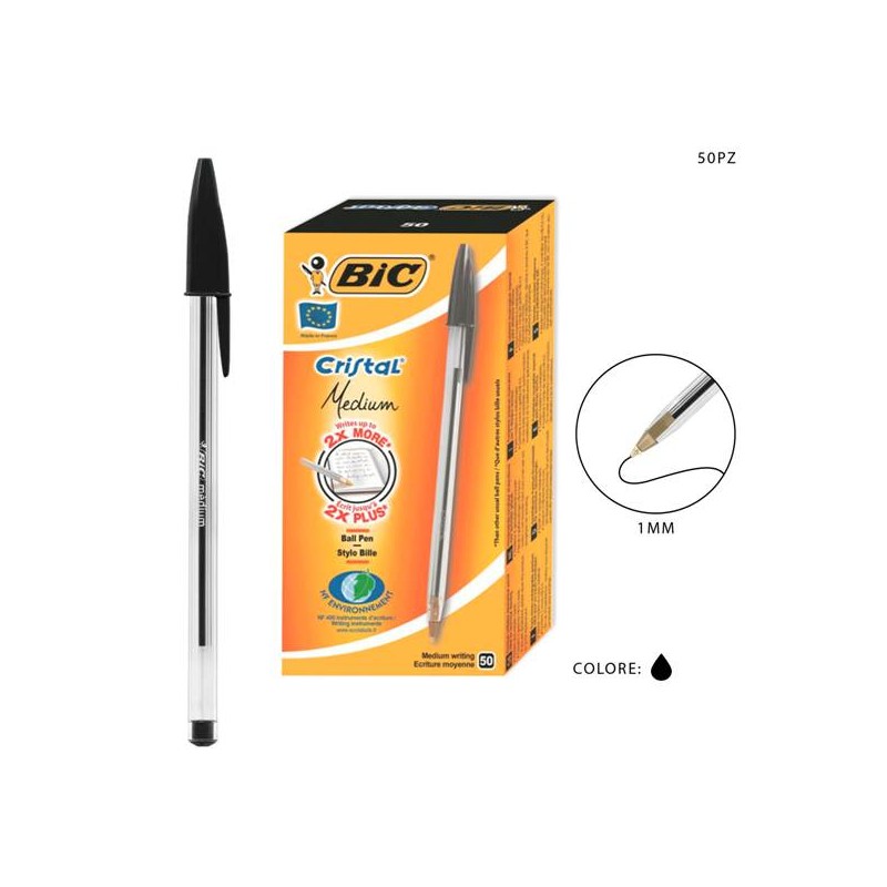 BIC CRISTAL NERA MEDIUM 1MM 50PZ