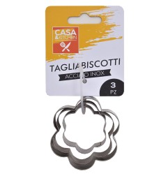 TAGLIABISCOTTI A FORMA DI FIORE 3PZ ACCIAIO INOX