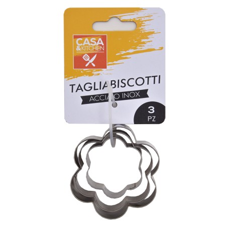 TAGLIABISCOTTI A FORMA DI FIORE 3PZ ACCIAIO INOX