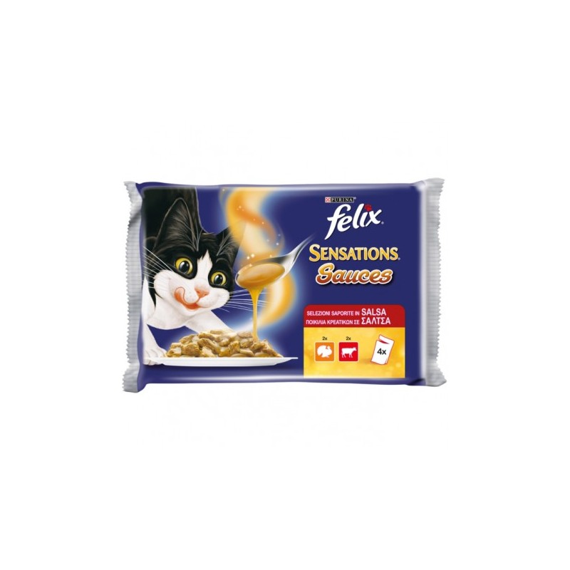 FELIX SENSATION UMIDO GATTO TACCHINO/MANZO 4X100GR