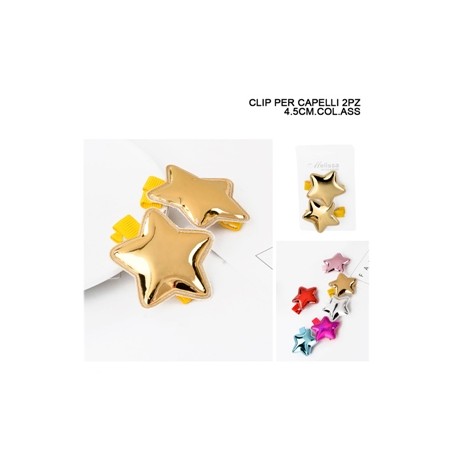 CLIP CAPELLI 4.5CM 2PZ METALLIZZATO STELLA ASS.