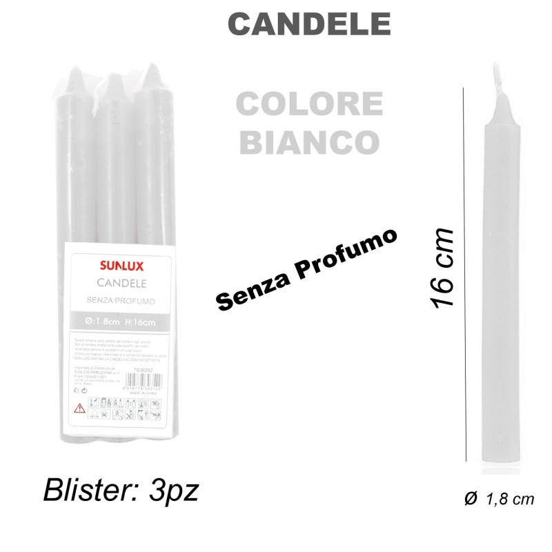 Stonebriar Candele Bianche Non Profumate, 200 Pezzi, Senza Fumo, Lunga Combustione 8 Ore, Cera Di Palma, Stoppino In Cotone