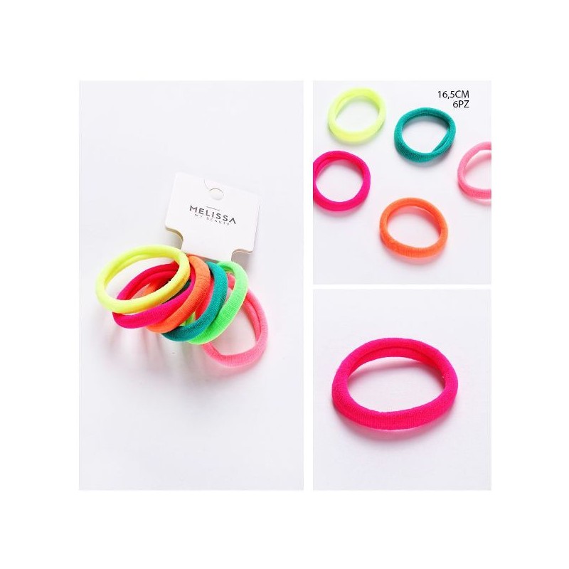 MELISSA ELASTICO CAPELLI 16.5CM 6PZ FLUO