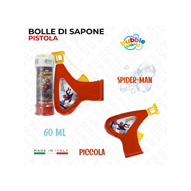 BOLLE DI SAPONE C/ PISTOLA SPIDERMAN 60M