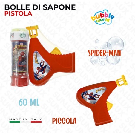 BOLLE DI SAPONE C/ PISTOLA SPIDERMAN 60M